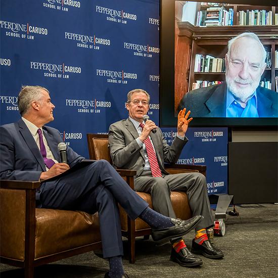 Sam Brownback and Rabbi David Saperstein with Pete Peterson