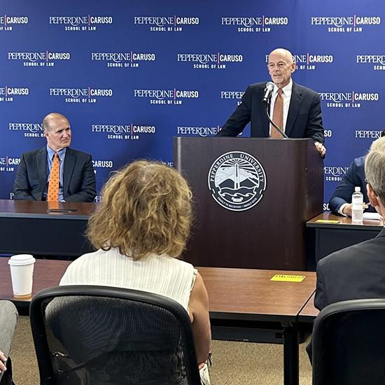 Byron Johnson and President Gash at virtual symposium “Human Flourishing and Justice: Offender Rehabilitation and Restorative Prisons”