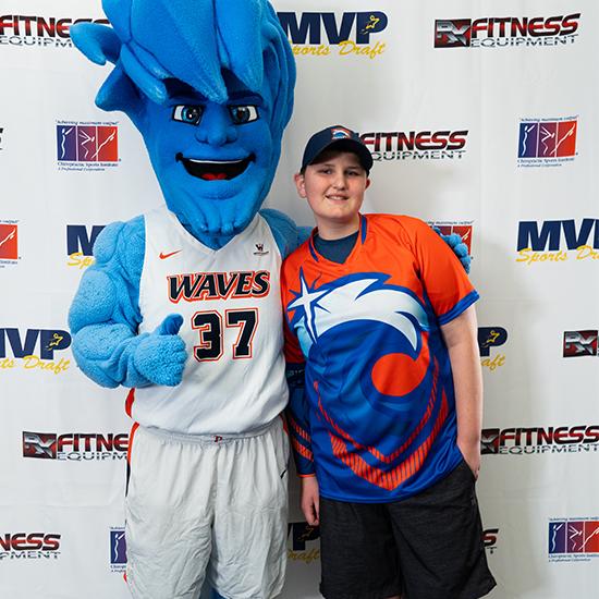 Connor Woods and Willie the Wave