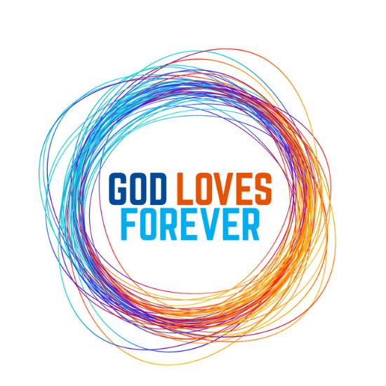 Logo that reads God Loves Forever