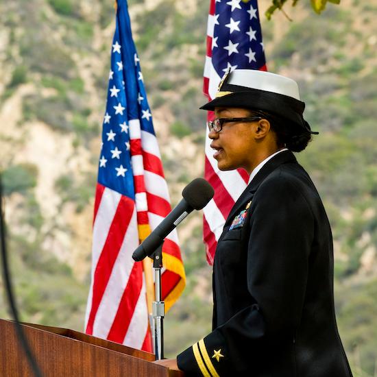 Pepperdine veteran speaks at a Veterans Day event