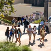 Students walking on Pepperdine's Malibu campus