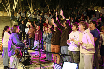 Congregants worshipping