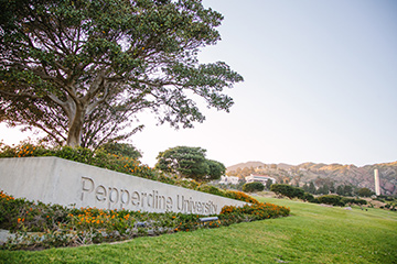 View of Pepperdine University sign