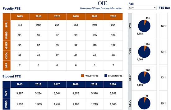 Screenshot of OIE full-time equivalency ratios