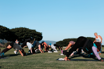 Students doing yoga