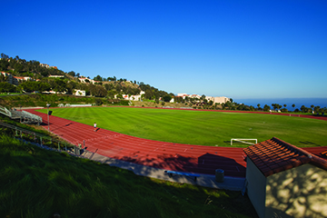 Track with Malibu campus in background