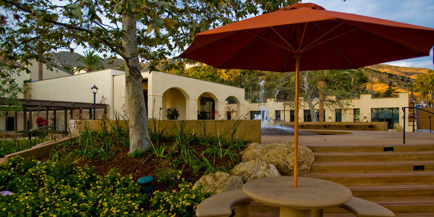 The Plaza area and staircase on the Malibu campus - Pepperdine University