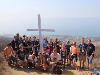 Teens at the Hike to the Cross