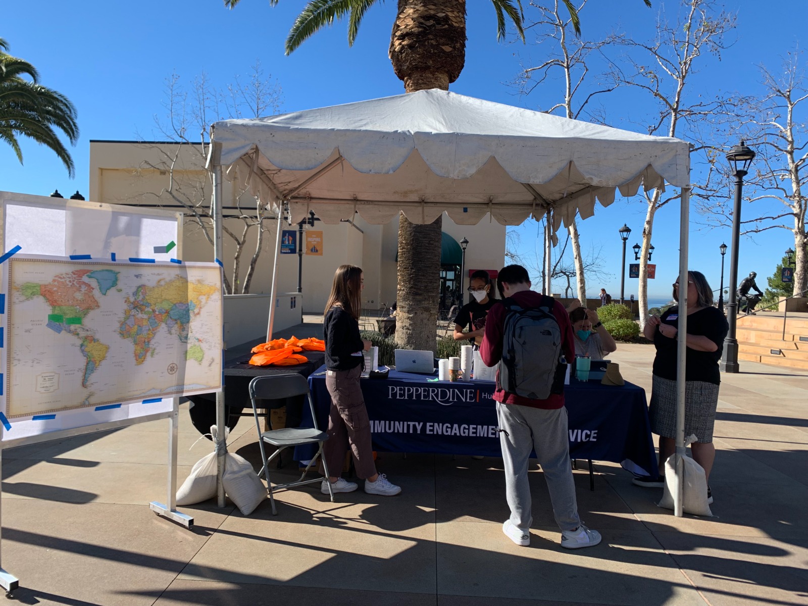 Photo of CES tabling at the Joslyn Plaza