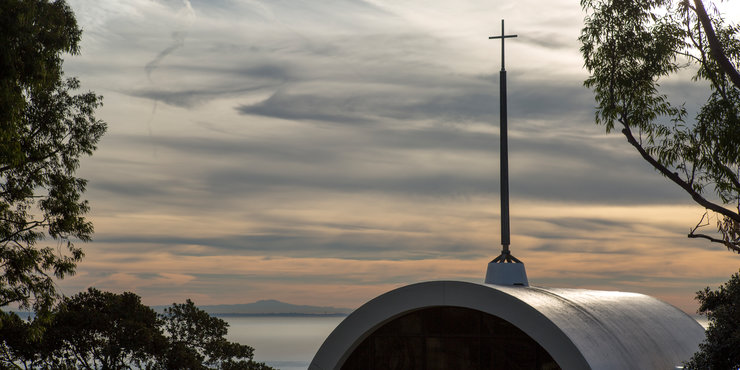 Cross atop Stauffer Chapel