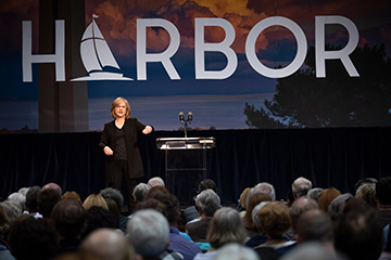 Chaplain Sara Barton speaks at Harbor