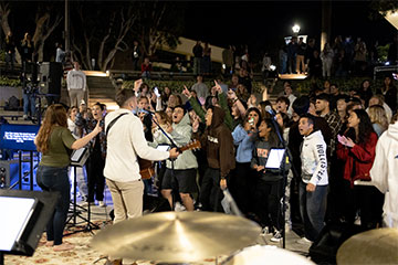 students participating in night worship