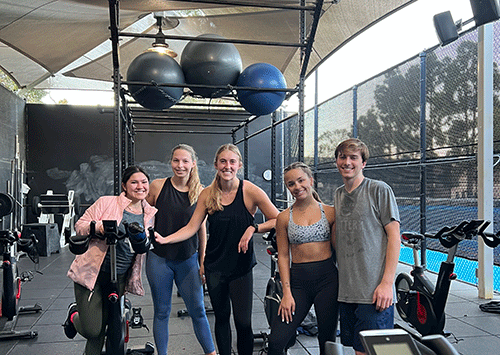 Students working out in the fitness center