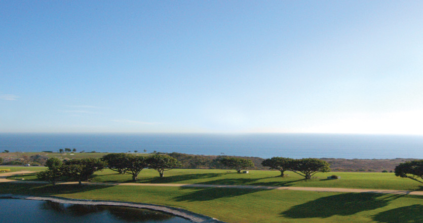 A view of Alumni Park and the ocean